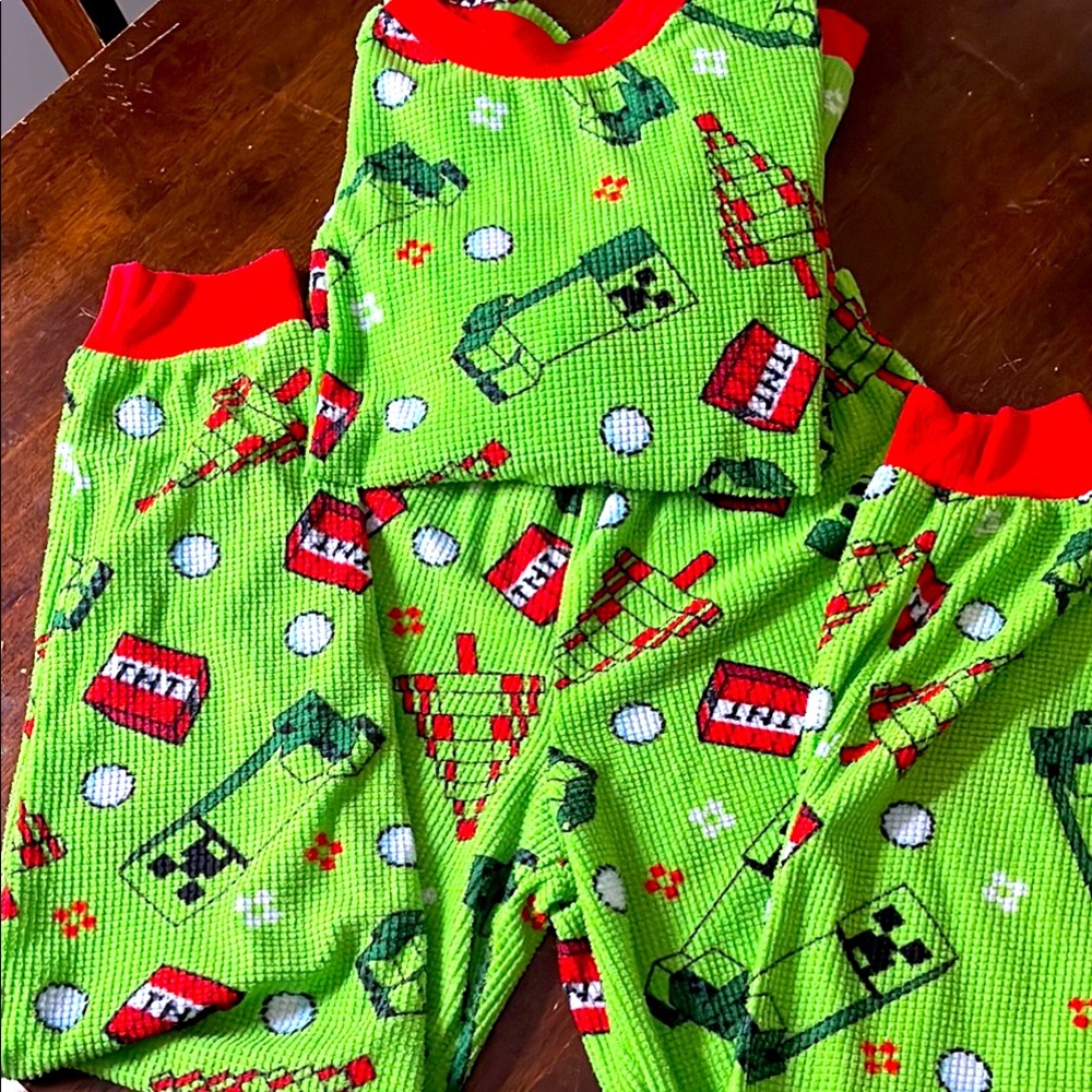 Vibrant Green and Red Pajama Sets with LEGO Print